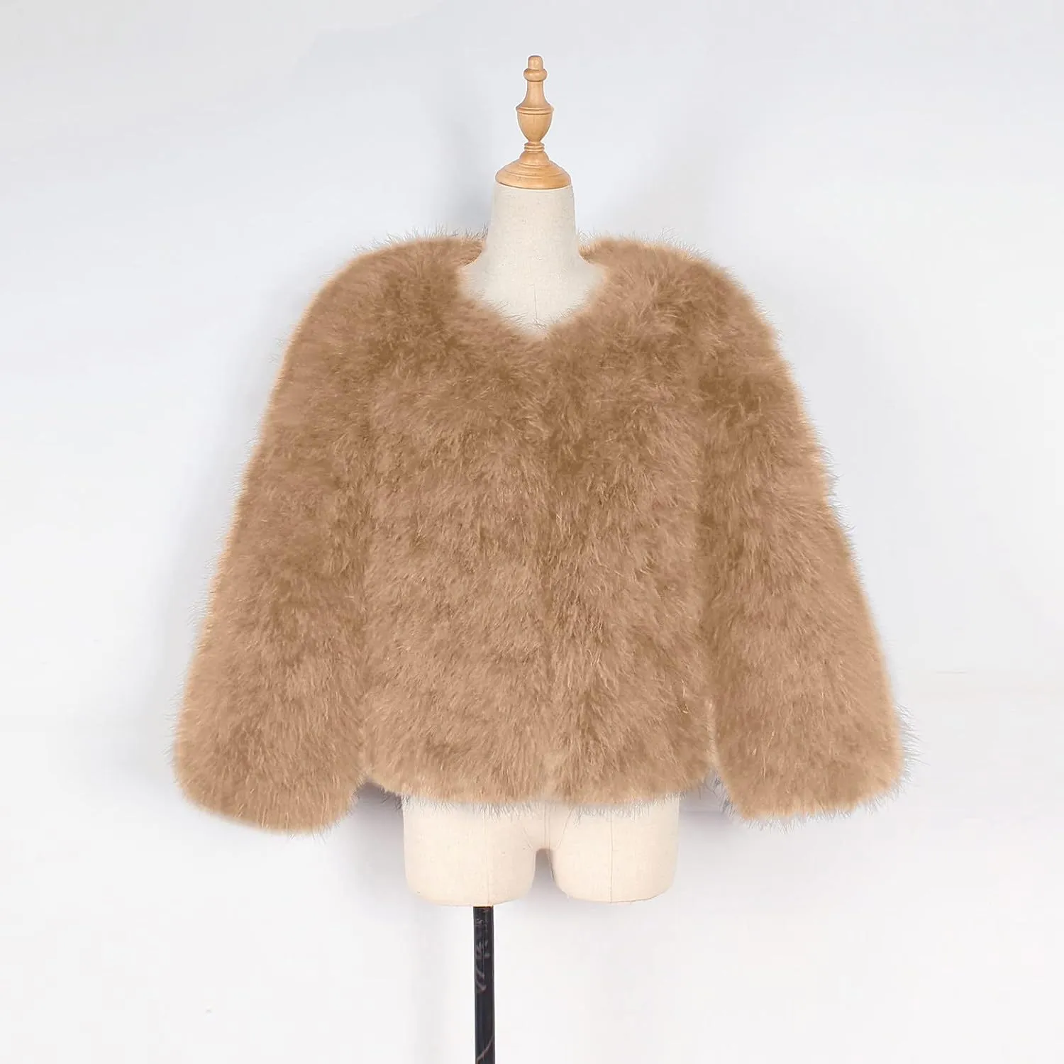 Toddler Kids Girls Faux Fur Jacket Coat Winter Warm Thicken Fluffy Jacket Winter Jackets Furry Coat Outerwear 1-7 Years (Khaki, 6-7 Years)