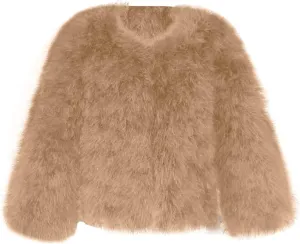 Toddler Kids Girls Faux Fur Jacket Coat Winter Warm Thicken Fluffy Jacket Winter Jackets Furry Coat Outerwear 1-7 Years (Khaki, 6-7 Years)