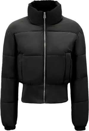 Womens Cropped Puffer Jackets Long Sleeve Short Puffy Quilted Jackets Winter Coat With Pockets