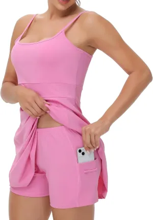 Womens Golf Tennis Dress Workout Athletic Active Mini Dresses with Shorts 2 Piece Sets Outfits Cute Clothes Summer