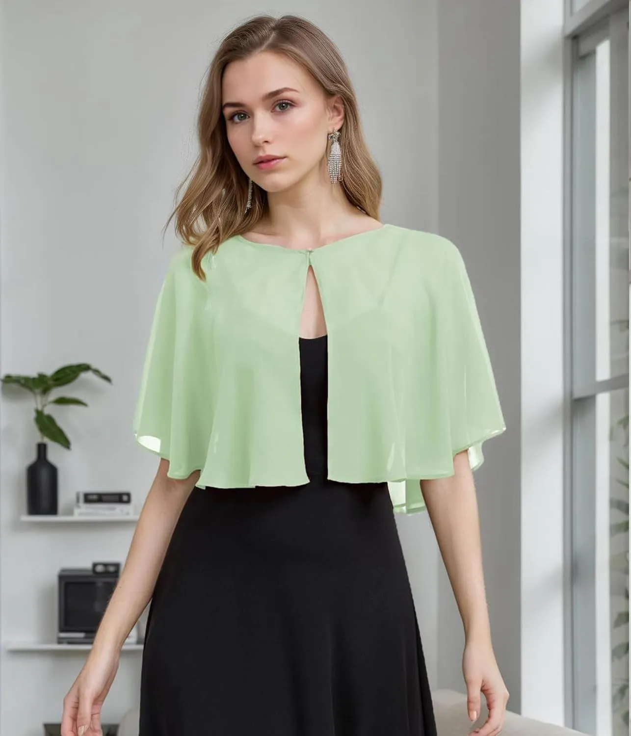 Women's Soft Chiffon Capelets Shawls and Wraps for Evening Wedding Cape Bole Cover Up