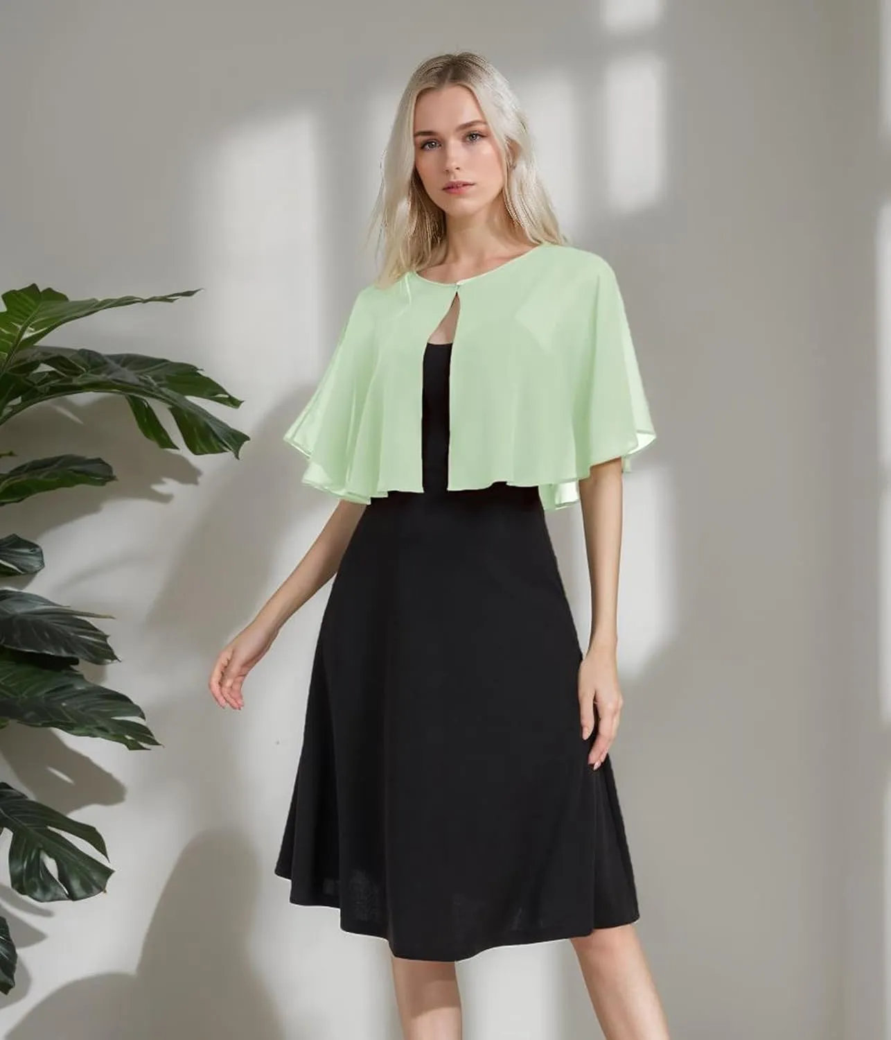 Women's Soft Chiffon Capelets Shawls and Wraps for Evening Wedding Cape Bole Cover Up