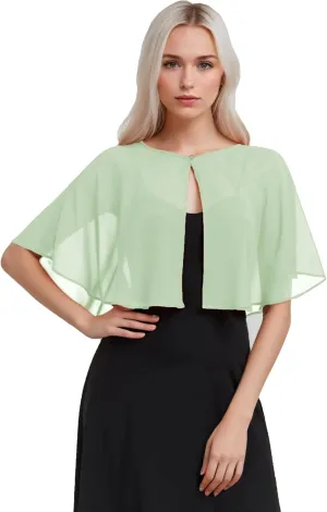 Women's Soft Chiffon Capelets Shawls and Wraps for Evening Wedding Cape Bole Cover Up